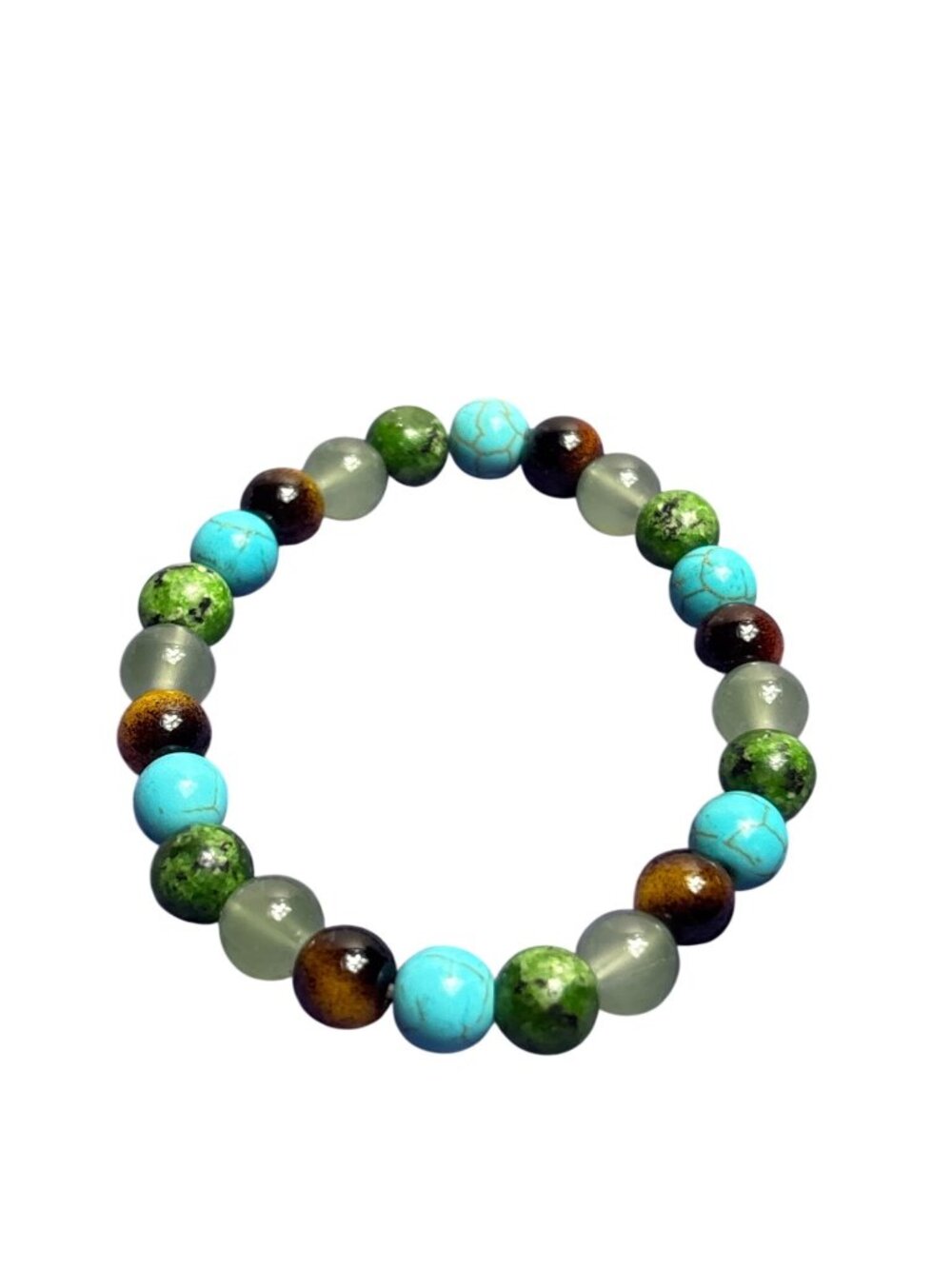 Multicolor Stone Beaded Stretchy Bracelet 6 inches Unstretched